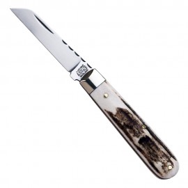 Lambfoot pattern stag pocket knife with worked backspring
